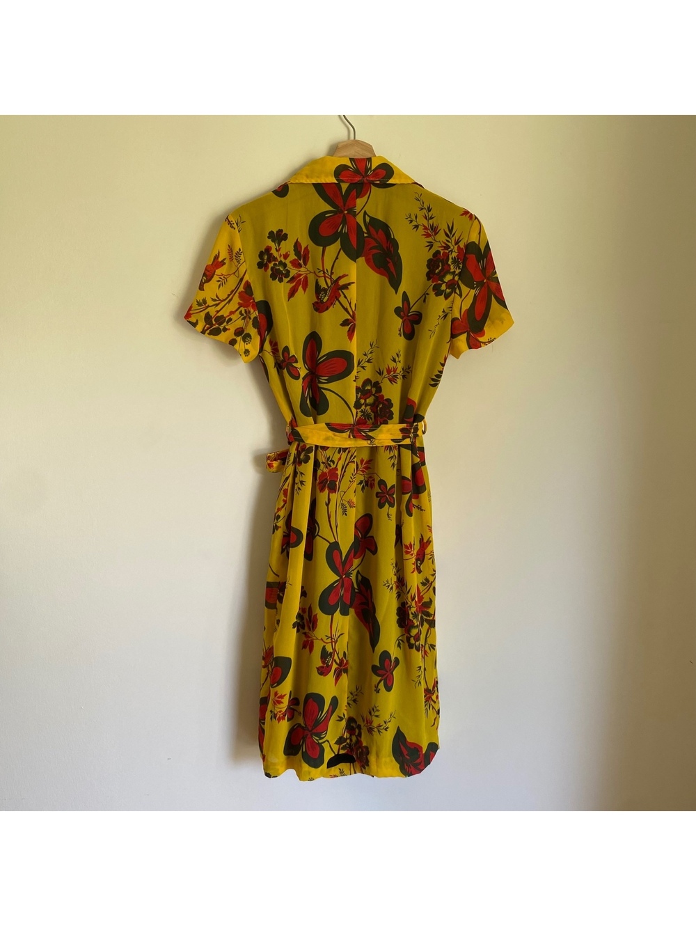 Vintage Mark Edwards Wrap Dress Made in Canada Yellow Floral Chiffon Size 10 Med - Picture 2 of 6